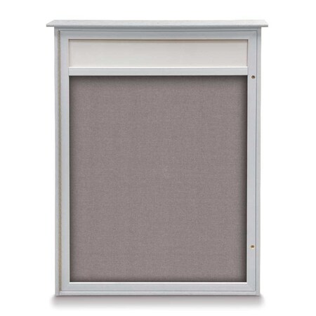United Visual Products Double Door Enclosed Indoor Letterboard UV1141H-WHITE-GREY
